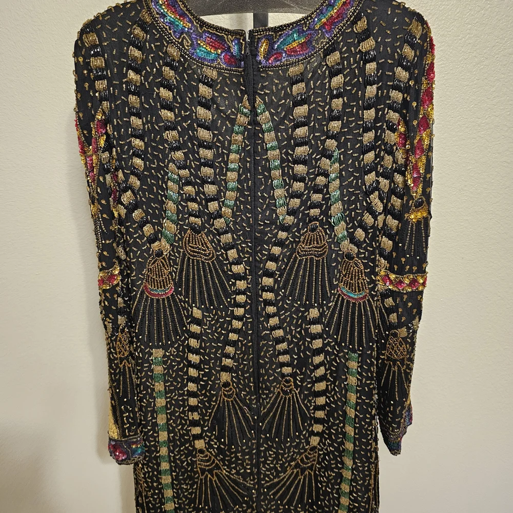 Vibrant Beaded Long Sleeve Dress - Picture 9 of 11